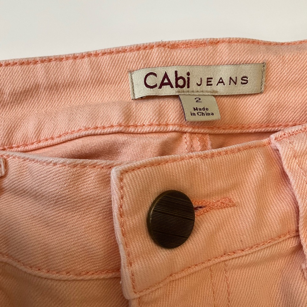 CAbi Bree Creamsicle Peach Crop Capri Stretch Denim Jeans Style# 329 Size 2 - Picture 10 of 14